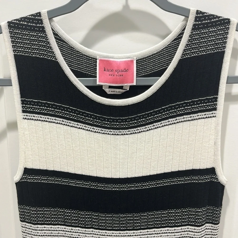 Kate Spade Striped Sleeveless Sweater Dress Black & White Sz S